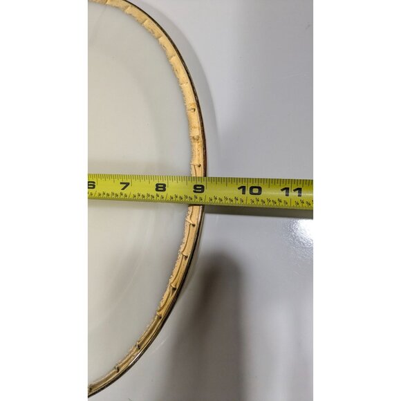 Fire-King Oven Ware Cream Oval Glass Serving Platter With Gold Trim Vintage - Picture 7 of 12